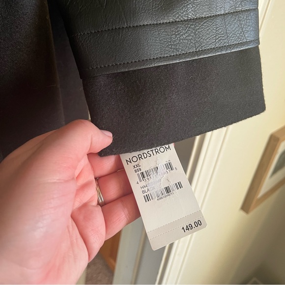 NWT Leather & Wool Trench Jacket Women’s XXL - Picture 5 of 7